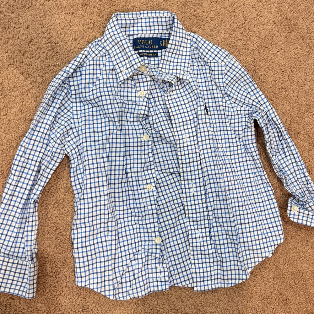 Polo by Ralph Lauren Kids Blue and White Plaid Shirt